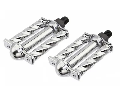 Vintage Lowrider Bicycle Mini Square Twisted Steel Pedals 1/2 In Chrome. • $44.99