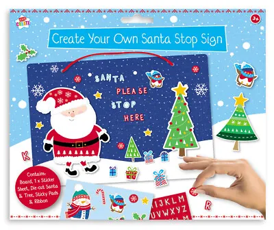 Make Your Own Santa Stop Here Sign - Christmas Xmas Fun Decorations Create • £3.99