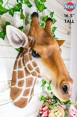 Realistic Giraffe Head Bust Trophy Wall Decor Wildlife Animal Sculpture Hanging • $192.67