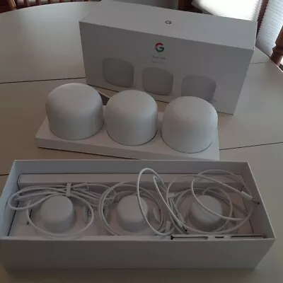 Genuine Google Nest Wifi Router & 2 Points Snow W/ 3 Adapters & Ethernet Cable • $79.99