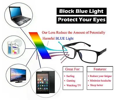 $9.95 • Buy Blue Light Blocking Glasses Computer Gaming Retro Eyewear Vision Care Protection