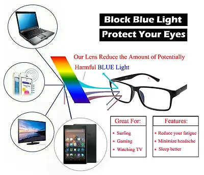 Blue Light Blocking Glasses Computer Gaming Retro Eyewear Vision Care Protection • $9.95