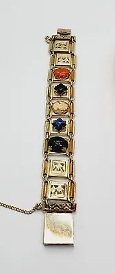 Vintage Estate Find Unsigned Kafin New York Cameo Panel Bracelet(97) • $39.50