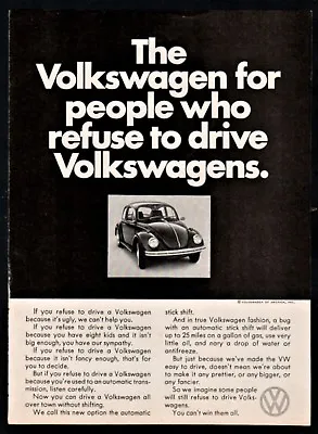 $10.99 • Buy 1968 VOLKSWAGEN VW Bug Beetle 5.25x7.5 Small Format AD Automatic Stick Shift