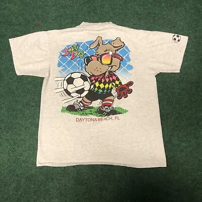 Vintage 1993 Salty Dog Surf Shop Soccer T-Shirt L Double Sided Single Stitch 90s • $39.99