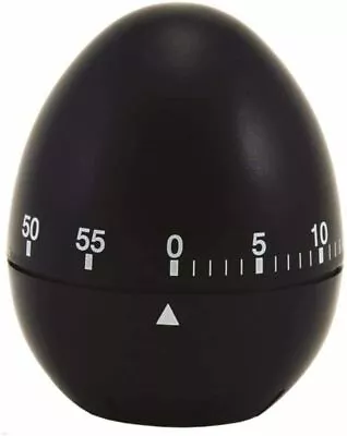 Chef Aid Black Egg Shape Mechanical 60 Minute Kitchen Timer For Cooking & Baking • £8.10