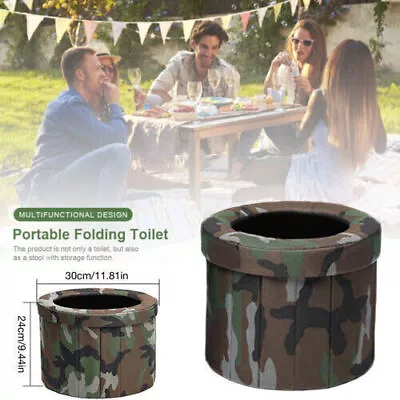 Portable Outdoor Folding Toilet Car Toilet Bucket For Camping Hiking Trips Beach • £19.99