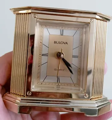 Vintage Clock Alarm BULOVA Quartz Japan Brass Art Deco • $29