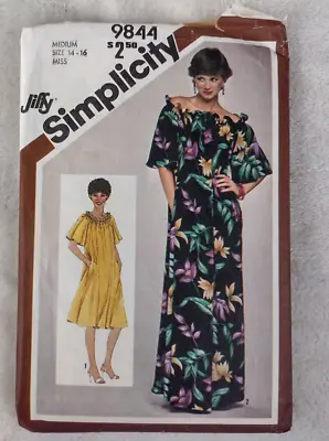 Vintage 80s Simplicity Pattern 9844 Muu Muu Dress Jiffy 14 16 • $9.95