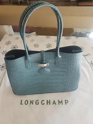 LONGCHAMP PARIS Sage Croc Roseau Shoulder Tote Purse Handbag NEW • $999