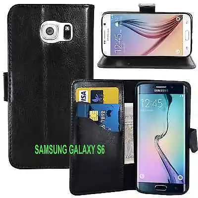BLACK WALLET CARD SLOT Stand GEL CASE FOR SAMSUNG GALAXY S6 S7 S8 S9 S10 S20 S21 • £3.35