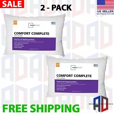 Mainstays Comfort Complete Bed Pillow Standard/Queen (2 Pack) • $10.98