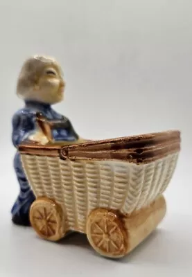 Vintage Man Pushing Cart Table Planter Vase From 1950's Japan **RARE FIND** • $29.99