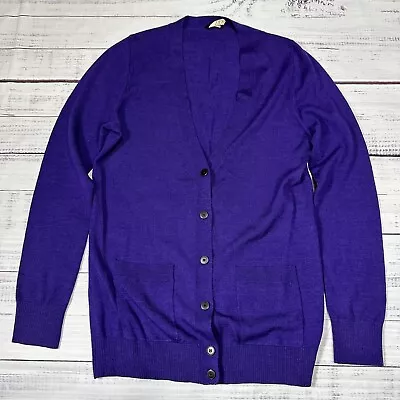 Women's J. Crew Purple Merino Wool Cardigan Sweater Button Front Casual Sz S • $25.49