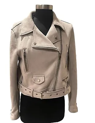 Zara Jacket Womens Medium Gray  Faux Suede Moto Size M • $42
