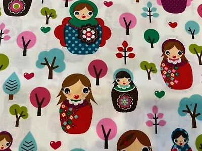 Vintage AMP D70982 Nesting Dolls Fabric In Multi Colors 100% Cotton 44  X 1 Yard • $14.99