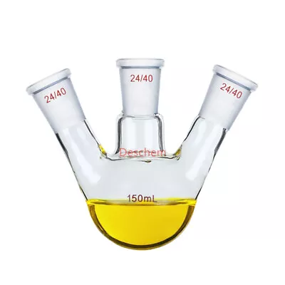 150ml 24/40 Round Bottom  Glass Flask 3-Neck Lab Boiling Vessel Three Necks • $25.99