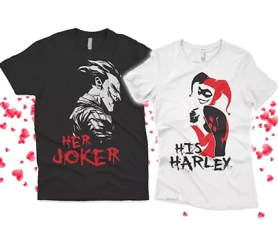 Her Joker & His Harley Couple Matching T Shirts - Anniversary / Valentine's Gift • $67.18