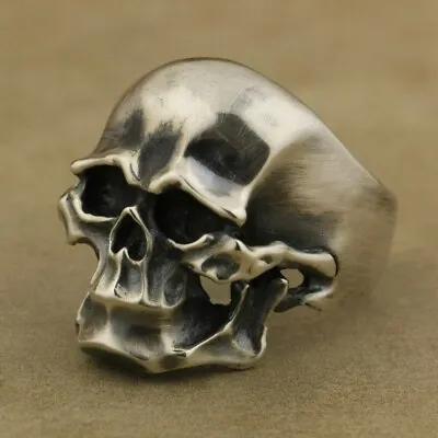 925 Sterling Silver Oxidized Skull Ring Mens Biker Punk Jewelry TA43D US 7~15 • $80.99