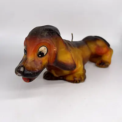 Vintage Wax Candle Dachshund Dog Figurine 9” X 2.5” • $24