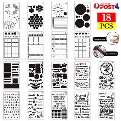 18pcs Bullet Journal Stencil Set For A5 DIY Templates Notebook Diary Scrapbook • $8.60