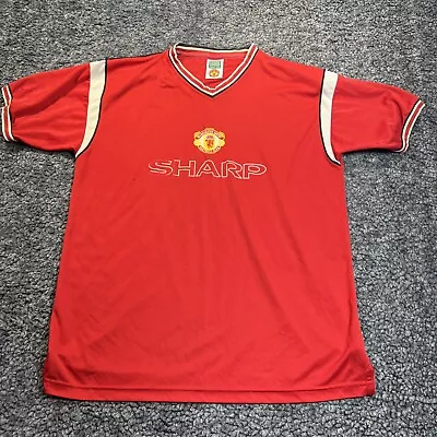 Vintage Manchester United Score Draw 1984/86 Retro Men's Jersey T-shirt Size L • $19