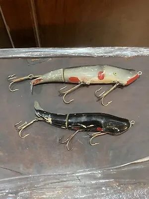 Two (2) Vintage Wood CC Roberts Mud Puppy Musky Lures Wisconsin Spinning Tail • $26