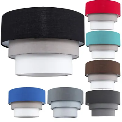 Fabric Ceiling Pendant Light Shade Lampshade Tiered Bedroom Living Room Lamp LED • £11.99