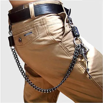 Mens Skull Strong Leash Heavy Metal Wallet Chain Biker Trucker Jean Key Chain • $10.96