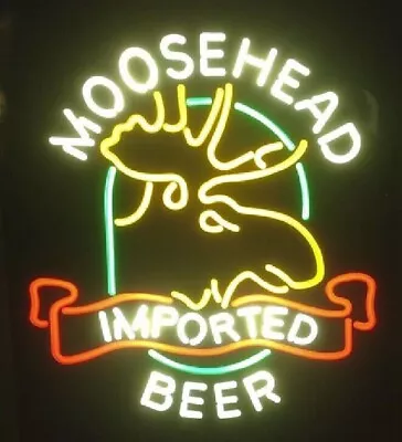 24 X20  Moose Head Imported Beer Light Neon Sign Lamp Decor Visual Handmade L  • $245.85