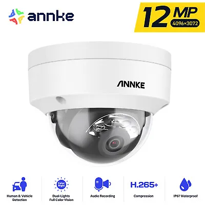 ANNKE 12MP Color PoE CCTV IP Security Camera Audio Mic AI Human Detection IK08 • £65.99