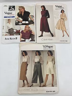 Vogue Designer Patterns Lot Of 3 Klein Ellis Klein Cut With Instructions C12a • $18