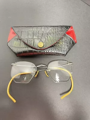 Vintage Rimless Eyeglasses. Zipelo Jr  Chicago Dr. E Weinberg Black/ Red Case • $8.60