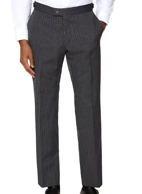 Mens Grey Pinstripe Trousers Wool Funeral Director Morning Suit Wedding Masonic • £59