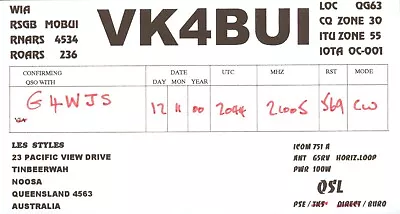 £2.79 • Buy 1 X QSL Card Radio Australia VK4BUI Noosa 2000 ≠ S967