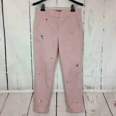 J. Crew Women's Mini Flower Embroidered Chino Pants Size 4T Light Pink Pockets • $22.88