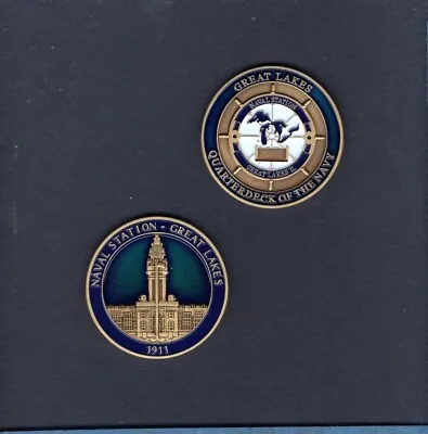 NAVSTA Naval Station GREAT LAKES IL Challenge Coin US Navy Ship Base Patch Image • £13.22
