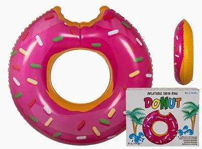 Quality Large 46  Novelty Pink Donut Shaped Inflatable Swim Ring Pool Float Lilo • £9.95