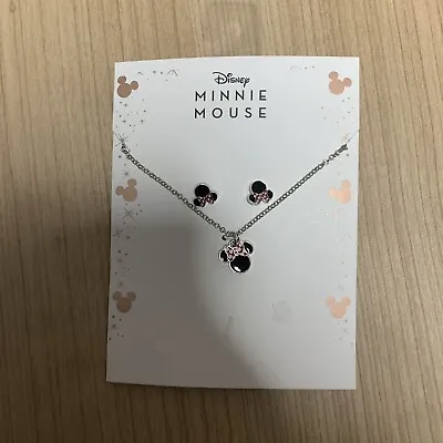 Disney Minnie Mouse Necklace Earrings Jewellery Set Pendent BN  • £7