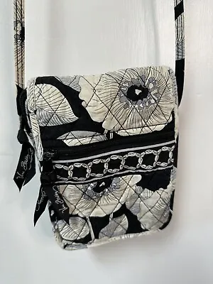Vera Bradley Crossbody Small Bag Purse Camellia Black Blue Patterned Spring 2012 • $18