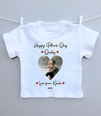 £7.99 • Buy Personalised Baby/childs T-shirt Top! Happy Fathers Day Daddy Photo Heart 