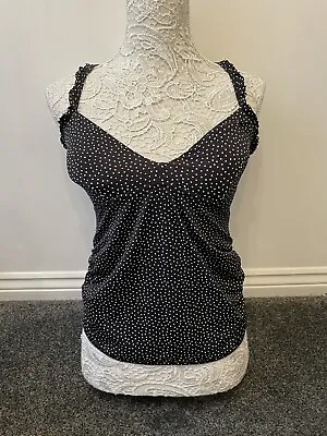La Redoute Ladies Black Polka Dot Maternity Tankini Top Uk Size 12 Brand New • £11.99