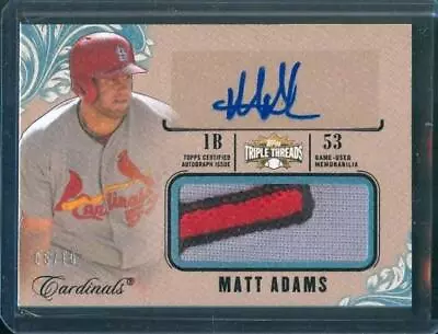 2014 Triple Threads MATT ADAMS Game Used Jersey Patch Relic/Auto Cardinals #5/10 • $24.99