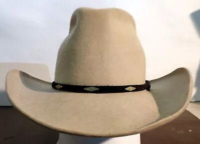 Vtg Leather & Brass Cowboy Hat Band With Adjustable Buckle Replacement Hatband • $19.99