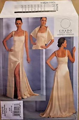 Vogue #V1075 CHADO Dress & Stole With Variations Pattern Size 4-10 Or 12-18 UC • $10