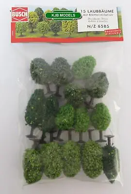 BNIB BUSCH 6585 N GAUGE 15 DECIDUOUS TREES WITH ROOTS / BASES (40mm - 60mm High) • £18.95