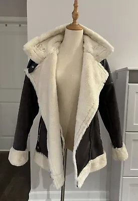 Michael Kors Faux Shearling Sheepskin Aviator Jacket Mint Condition Size Smal • $119