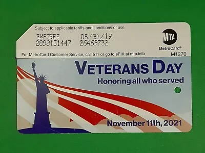 Metrocard Veterans Day 2021 - Honoring All Who Served (Type 2) • $3.59