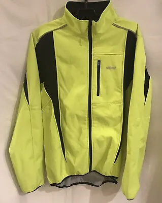 Arsuxeo Mens Safety Green Thermal Soft Shell Cycling Jacket Large Wind Proof  • $15