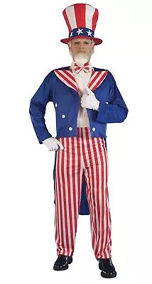 Adult's Uncle Sam Circus America USA Red Blue Ring Master Fancy Dress Costume  • £17.18